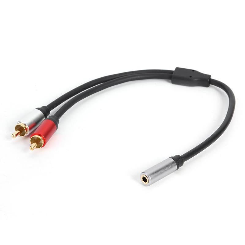 0.3m 3.5mm Female to 2 RCA Male Audio Cable for Speaker Amplifier DVD Player - UNIQKART
