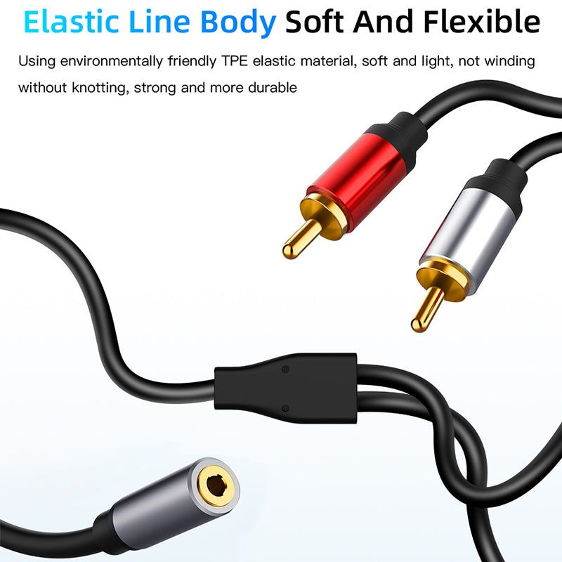 0.3m 3.5mm Female to 2 RCA Male Audio Cable for Speaker Amplifier DVD Player - UNIQKART