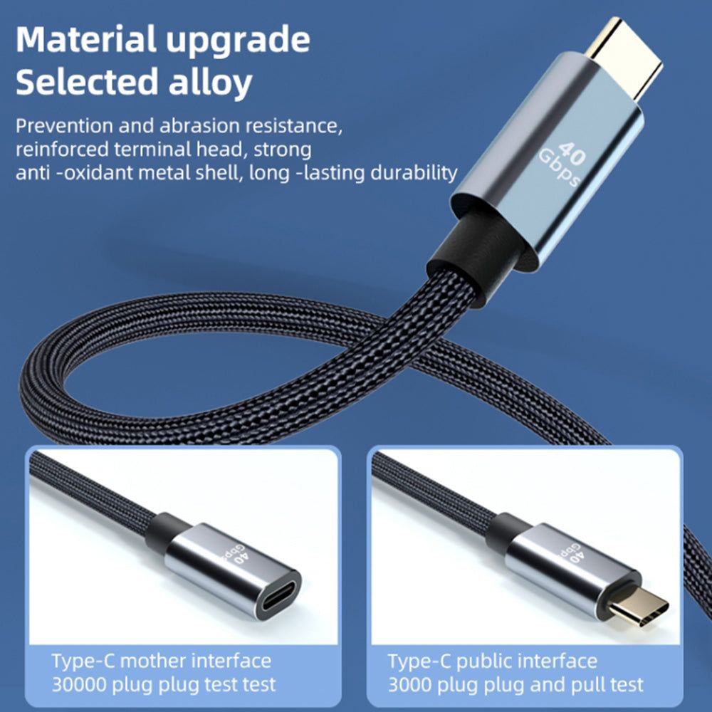 0.3m 8K 60Hz Type-C Male to Female Extension Cord USB 4.0 100W 5A Fast Charging Cable 40Gbps Data Transmission Cable - UNIQKART