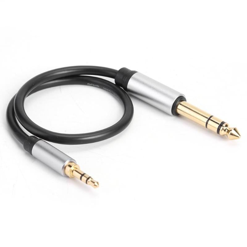 0.3m Conversion Cord 3.5mm Male to 6.35mm Male TRS Jack Aux Adapter Cable for Mixer Amplifier - UNIQKART