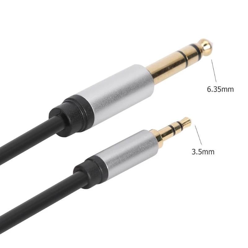 0.3m Conversion Cord 3.5mm Male to 6.35mm Male TRS Jack Aux Adapter Cable for Mixer Amplifier - UNIQKART