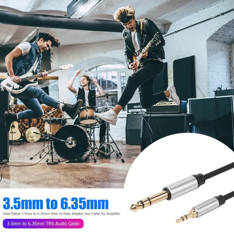 0.3m Conversion Cord 3.5mm Male to 6.35mm Male TRS Jack Aux Adapter Cable for Mixer Amplifier - UNIQKART