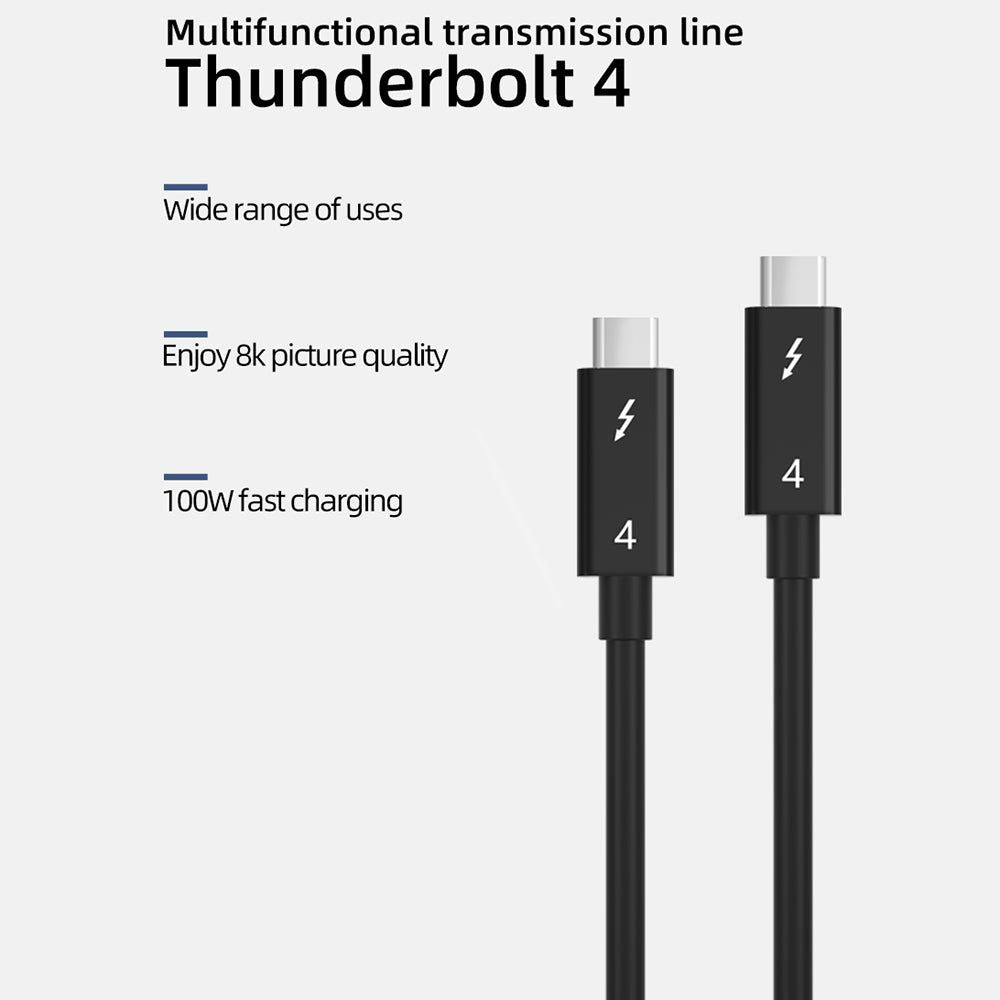 0.3m Thunderbolt 4 100W Fast Charging Cable Thunderbolt 4 Male to Male 40Gbps Data Transfer Cord for Thunderbolt 4 Docking Station - Black - UNIQKART