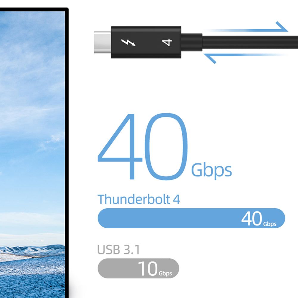 0.3m Thunderbolt 4 100W Fast Charging Cable Thunderbolt 4 Male to Male 40Gbps Data Transfer Cord for Thunderbolt 4 Docking Station - Black - UNIQKART