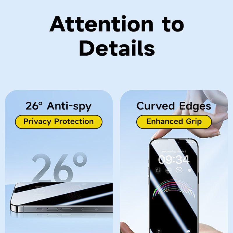 0.3mm Thin Anti-spy Screen Film for iPhone 15 High Aluminum-silicon Glass Screen Protector - UNIQKART