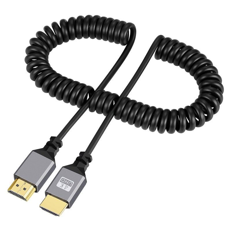 0.5-2.4m 4K HDMI to HDMI Spring Coiled Extension Cable HDMI2.0 Male to Male Flexible Cord - UNIQKART