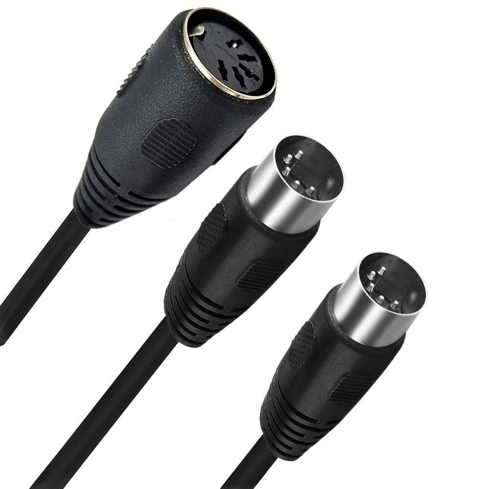 0.5m MIDI DIN 5 Pin 1 to 2 Male to Female Y Splitter Adapter Extension Audio Cable - UNIQKART