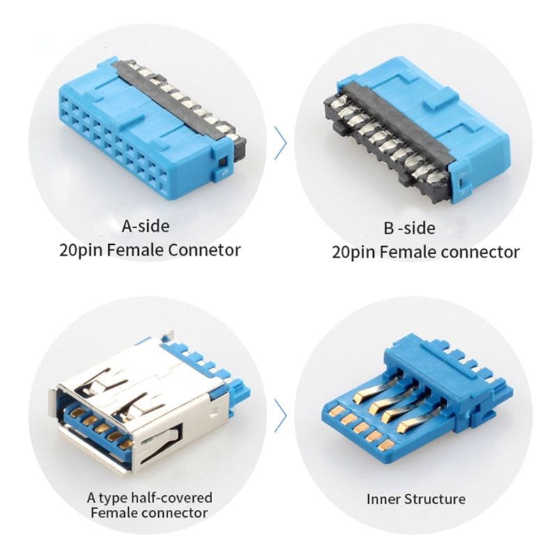 0.5m Male to Female USB 3.0 Motherboard 20 Pin Header Extension Adapter Cable - UNIQKART