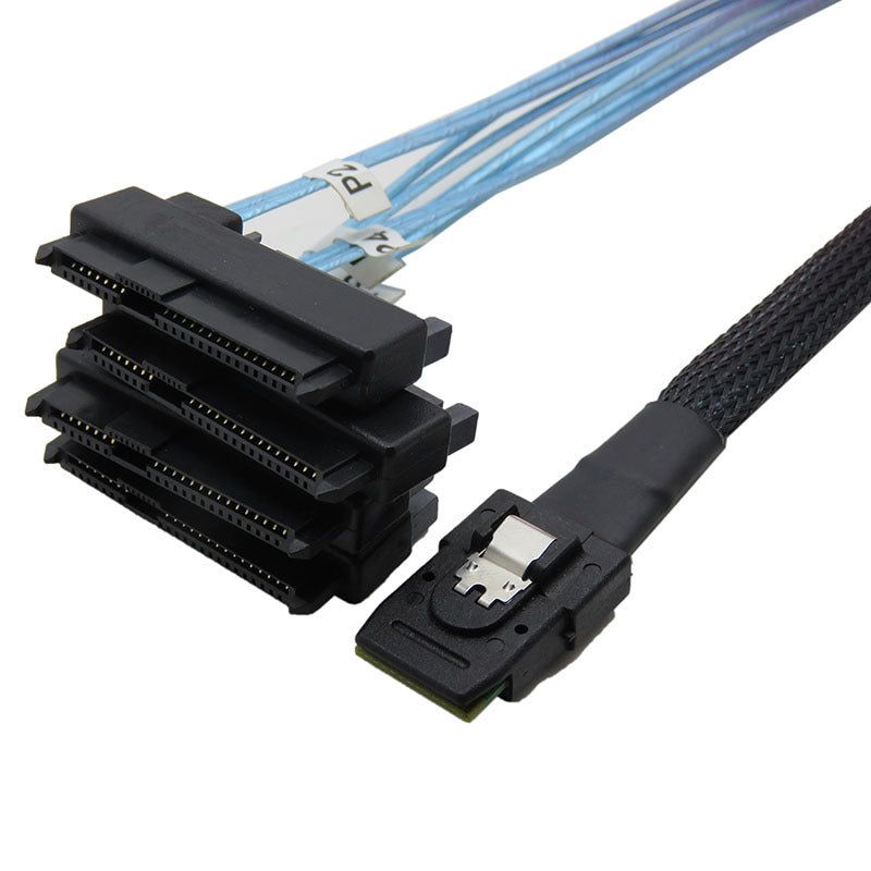 0.5m Mini SAS 36-Pin SFF-8087 to 4 SFF-8482 29-Pin+15-Pin Cable SATA Power Connector - UNIQKART