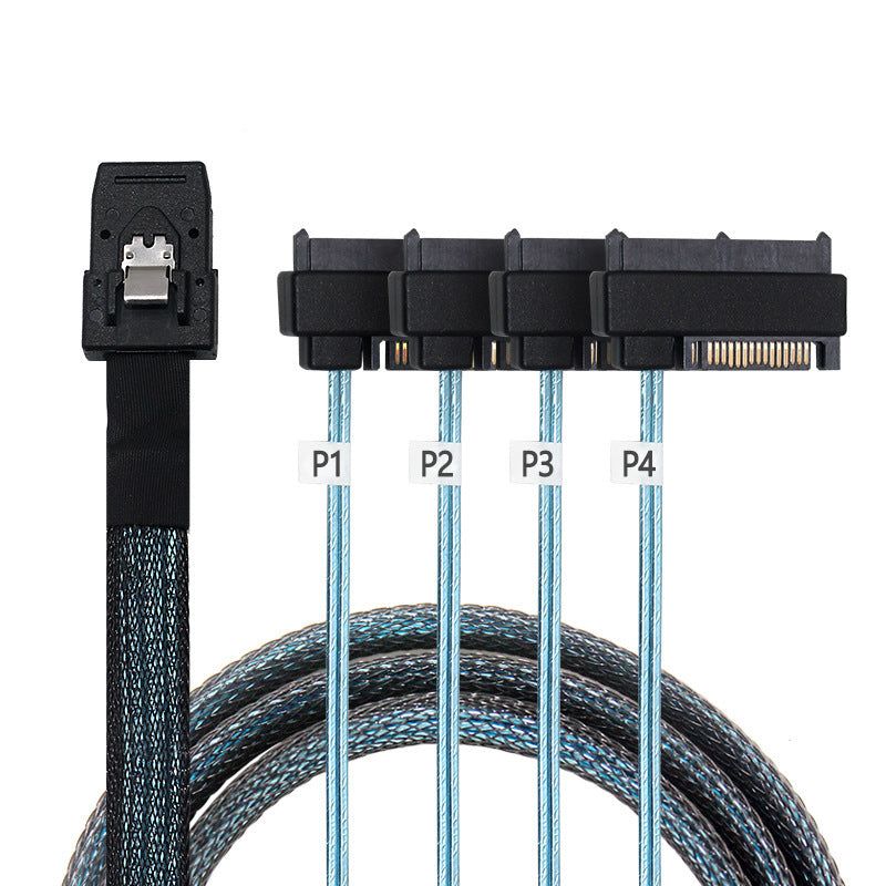 0.5m Mini SAS 36-Pin SFF-8087 to 4 SFF-8482 29-Pin+15-Pin Cable SATA Power Connector - UNIQKART