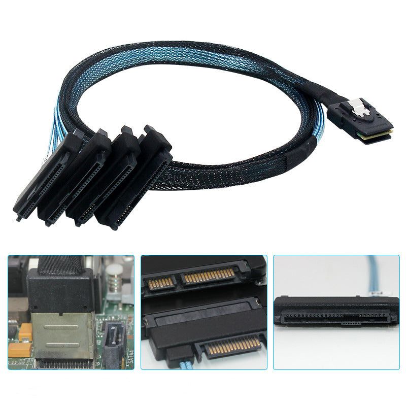 0.5m Mini SAS 36-Pin SFF-8087 to 4 SFF-8482 29-Pin+15-Pin Cable SATA Power Connector - UNIQKART