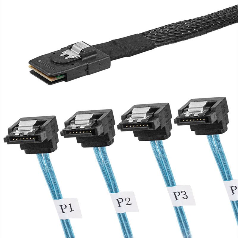 0.5m Mini SAS Adapter Cable SFF-8087 to 4 SATA3.0 7-Pin Hard Drive Data Cable Elbow Plug - UNIQKART