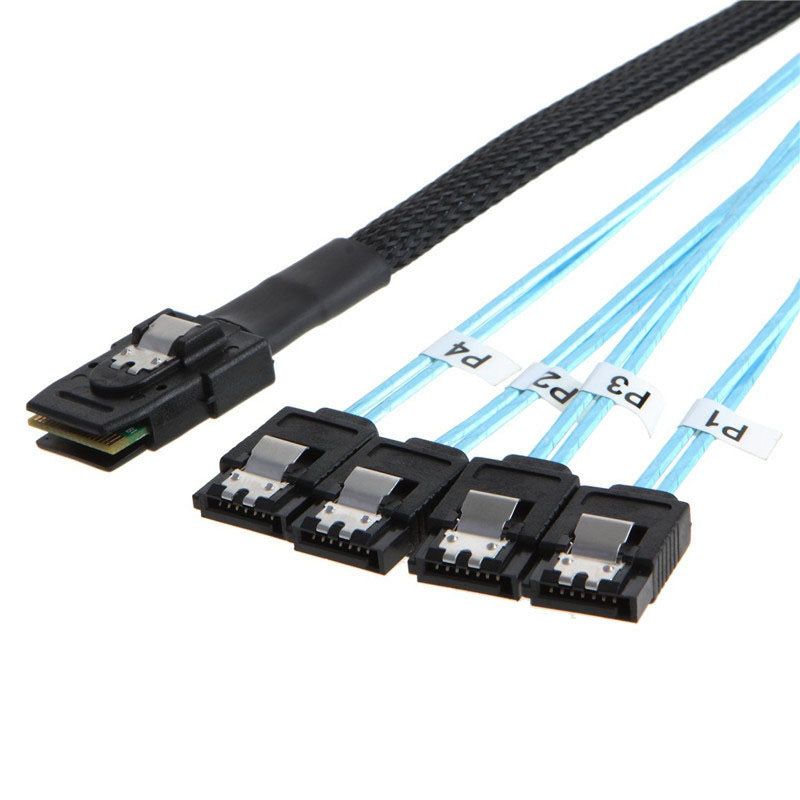 0.5m Mini SAS Cable SFF-8087 to 4 SATA3.0 7-Pin Hard Drive Data Cable Straight Plug - UNIQKART