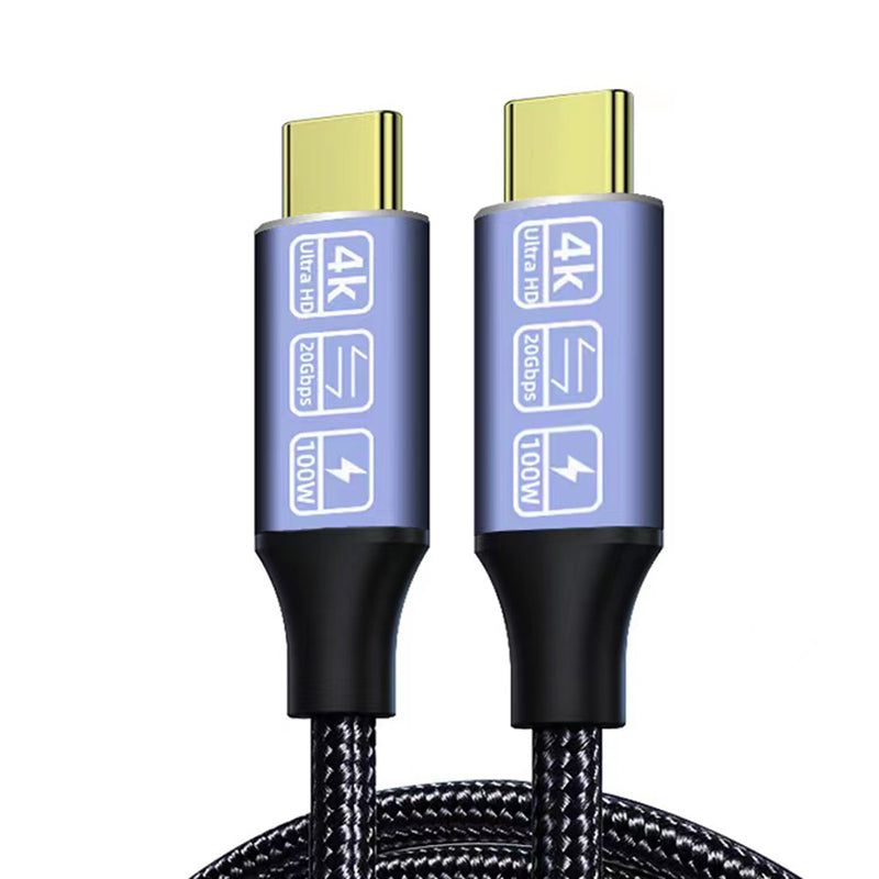 0.5m Nylon Braided PD 100W 5A Fast Charging Cable 4K USB 3.2 Gen2 Type-C Male to Male 20Gbps Data Sync Cord - UNIQKART
