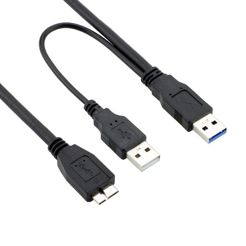 0.5m USB 3.0 Dual USB-A Male to Micro-B Y Cable Power Supply Cord for External Hard Drive - UNIQKART
