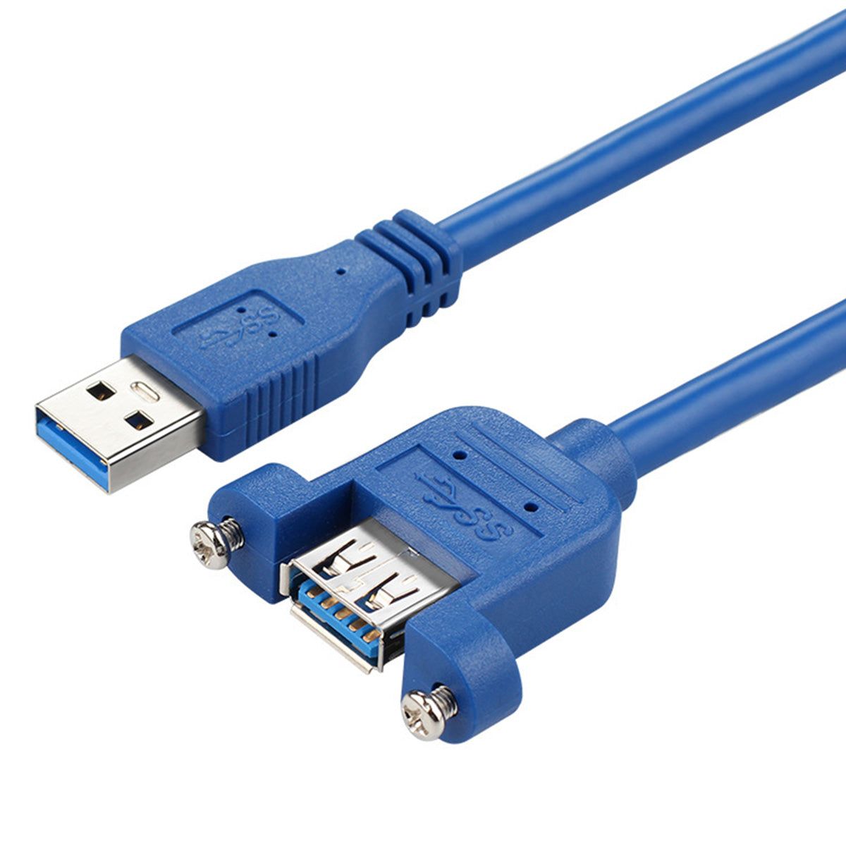 0.6m 5Gbps Panel Mount USB 3.0 Male to Female Extension Cable Shielded with Double Screws - UNIQKART