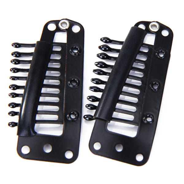 20pcs Black 10 Teeth Snap-Comb Wig Clips with Rubber Back