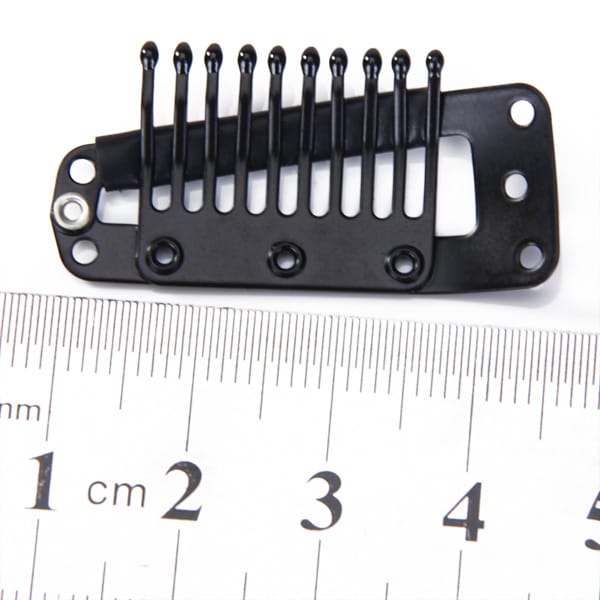 20pcs Black 10 Teeth Snap-Comb Wig Clips with Rubber Back