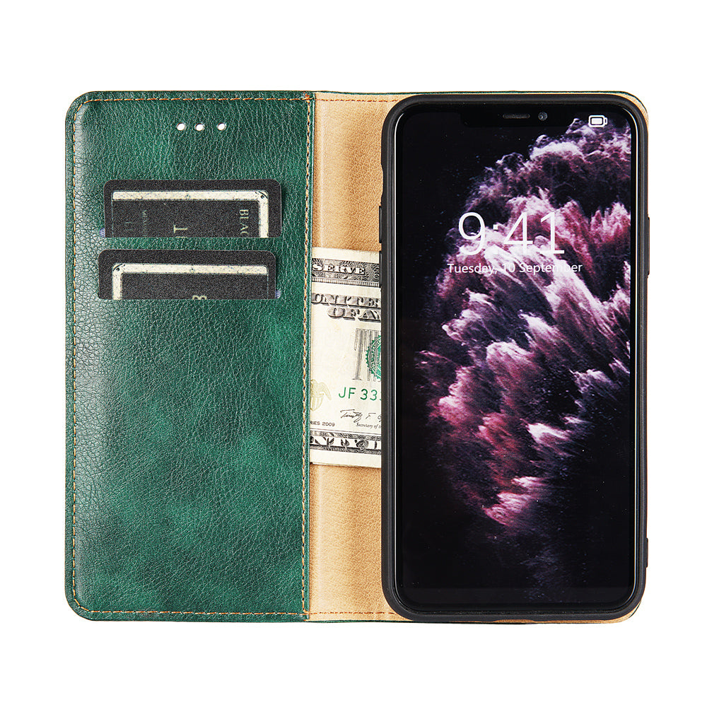 For Samsung Galaxy S20 FE/S20 Fan Edition/S20 FE 5G/S20 Fan Edition 5G/S20 Lite/S20 FE 2022 Plain Magnetic Leather Phone Protective Case - Green