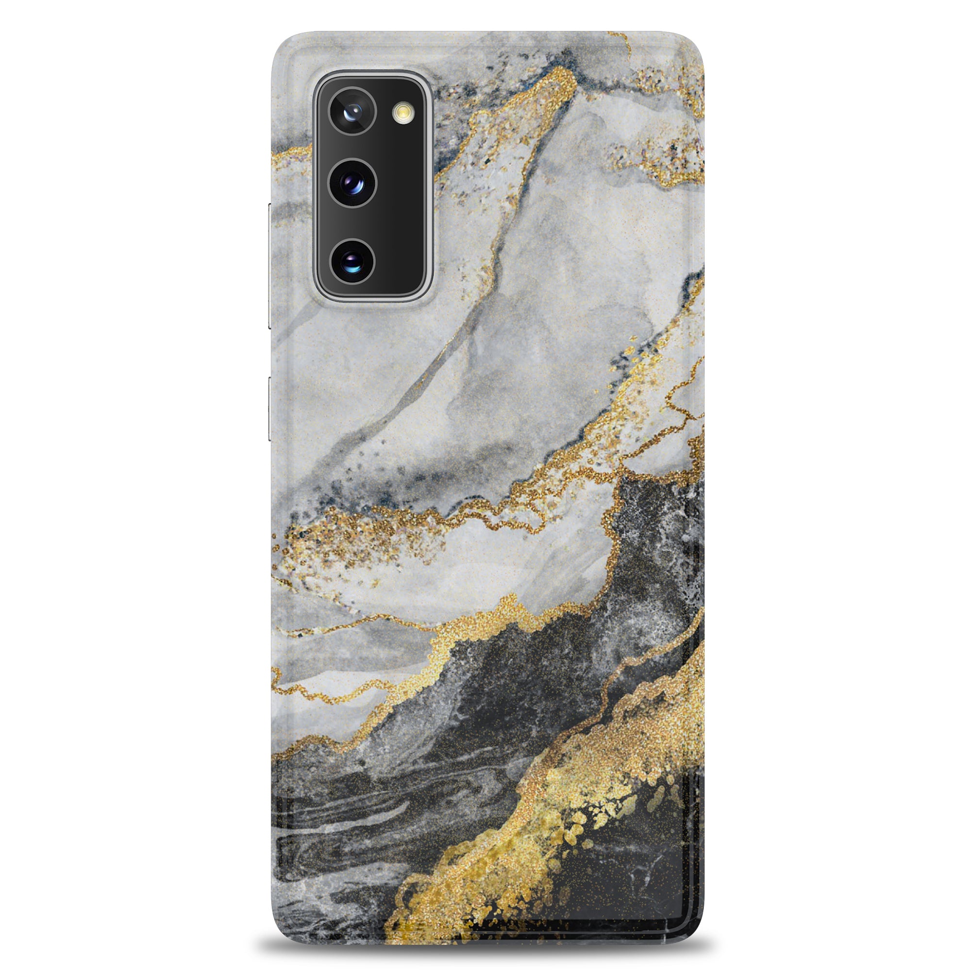 For Samsung Galaxy S20 FE 4G/5G/S20 Lite/S20 FE 2022 Gilding Marble Pattern Printing TPU Phone Cover Shell - Black / White