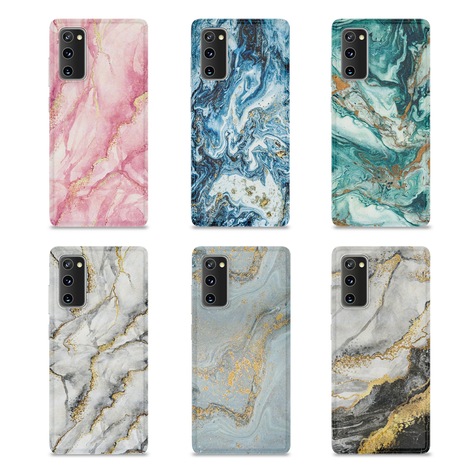 For Samsung Galaxy S20 FE 4G/5G/S20 Lite/S20 FE 2022 Gilding Marble Pattern Printing TPU Phone Cover Shell - Black / White