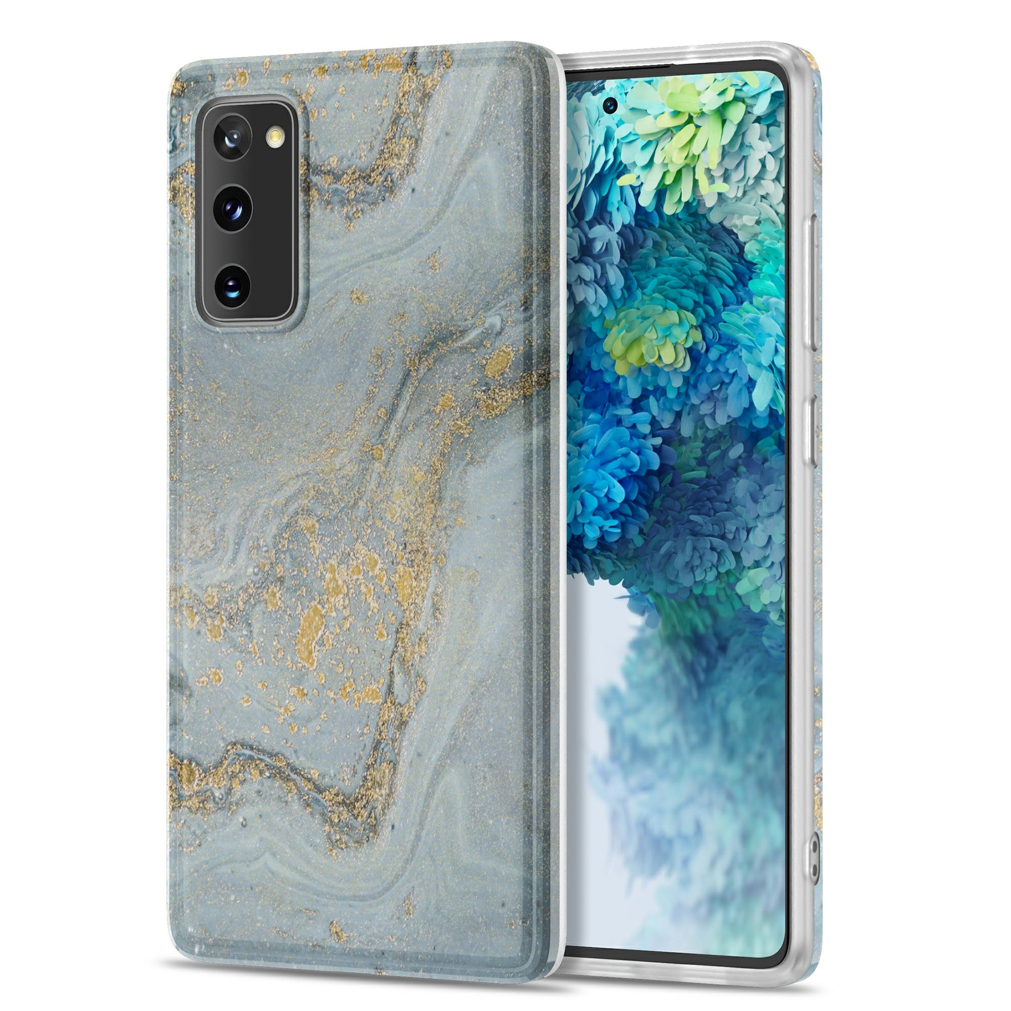 For Samsung Galaxy S20 FE 4G/5G/S20 Lite/S20 FE 2022 Gilding Marble Pattern Printing TPU Phone Cover Shell - Grey