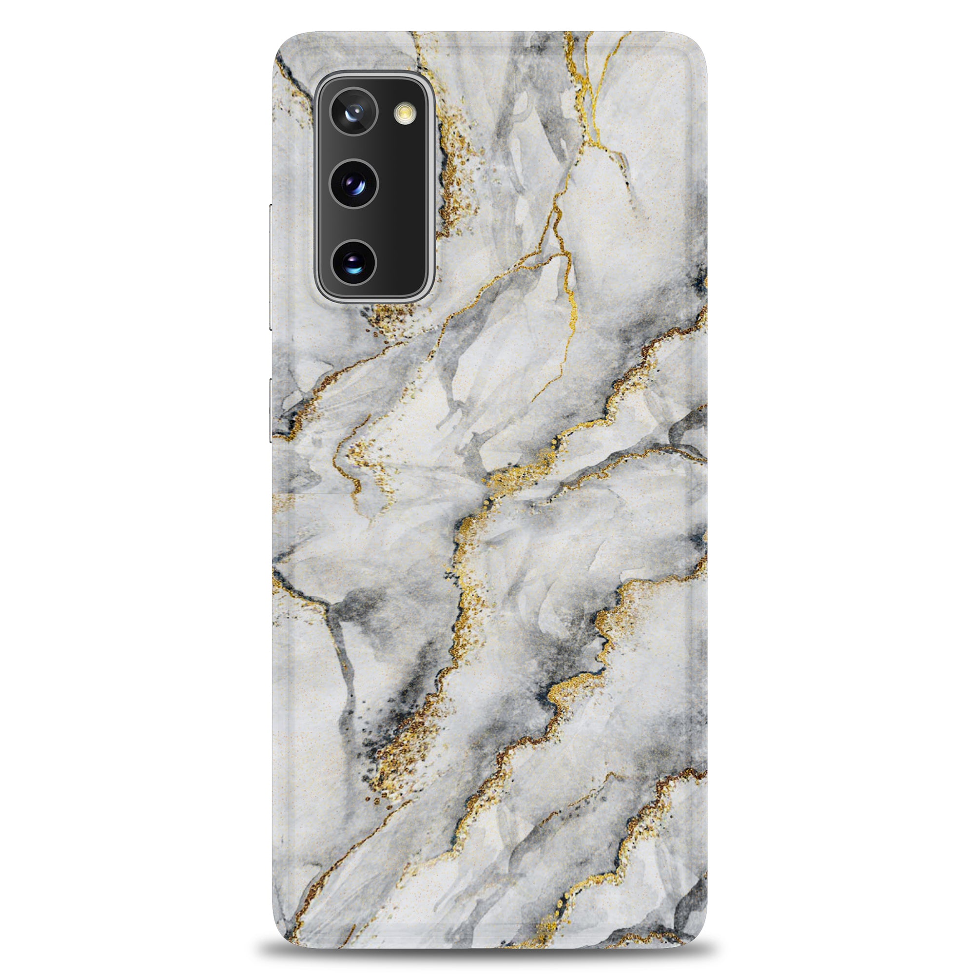 For Samsung Galaxy S20 FE 4G/5G/S20 Lite/S20 FE 2022 Gilding Marble Pattern Printing TPU Phone Cover Shell- White