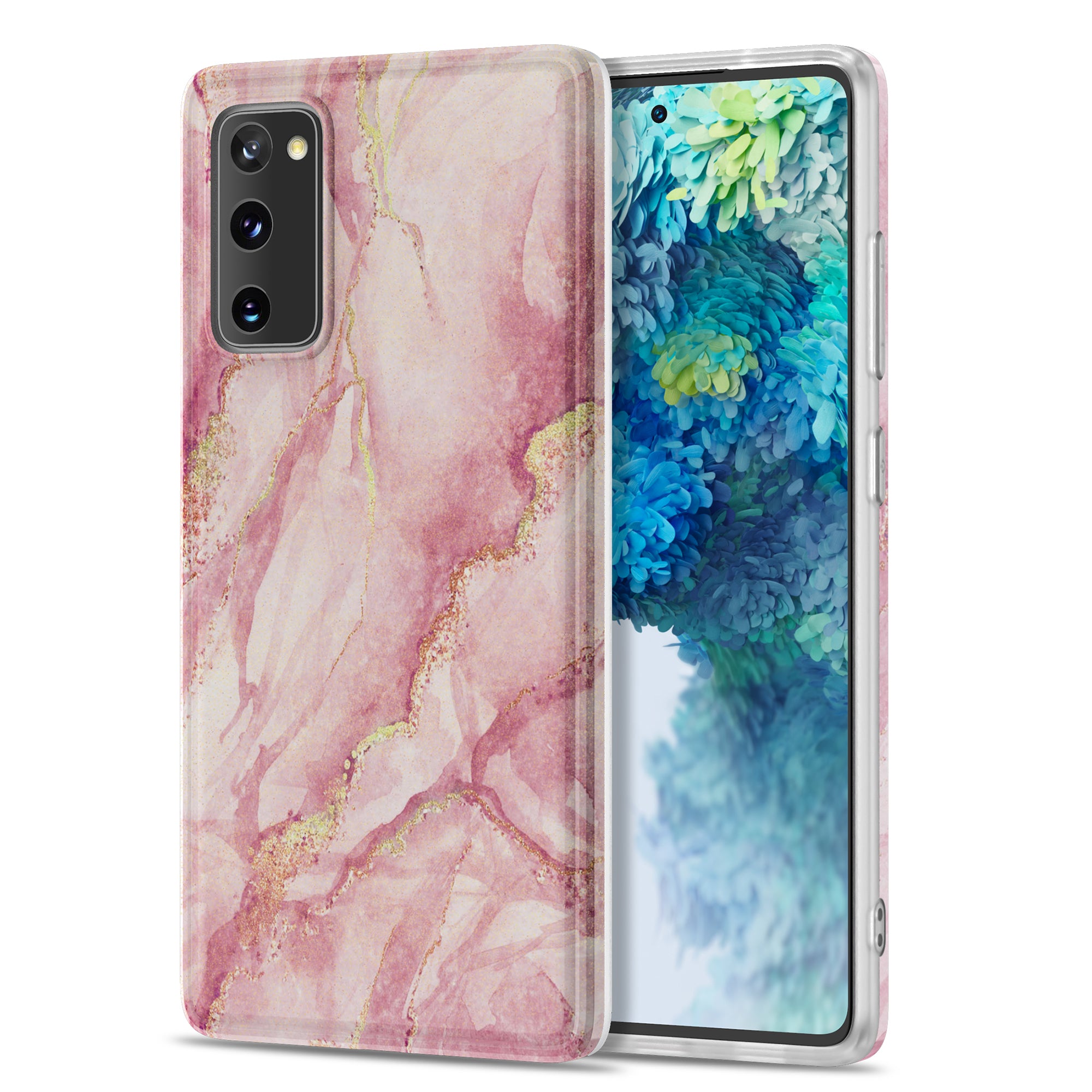 For Samsung Galaxy S20 FE 4G/5G/S20 Lite/S20 FE 2022 Gilding Marble Pattern Printing TPU Phone Cover Shell - Pink