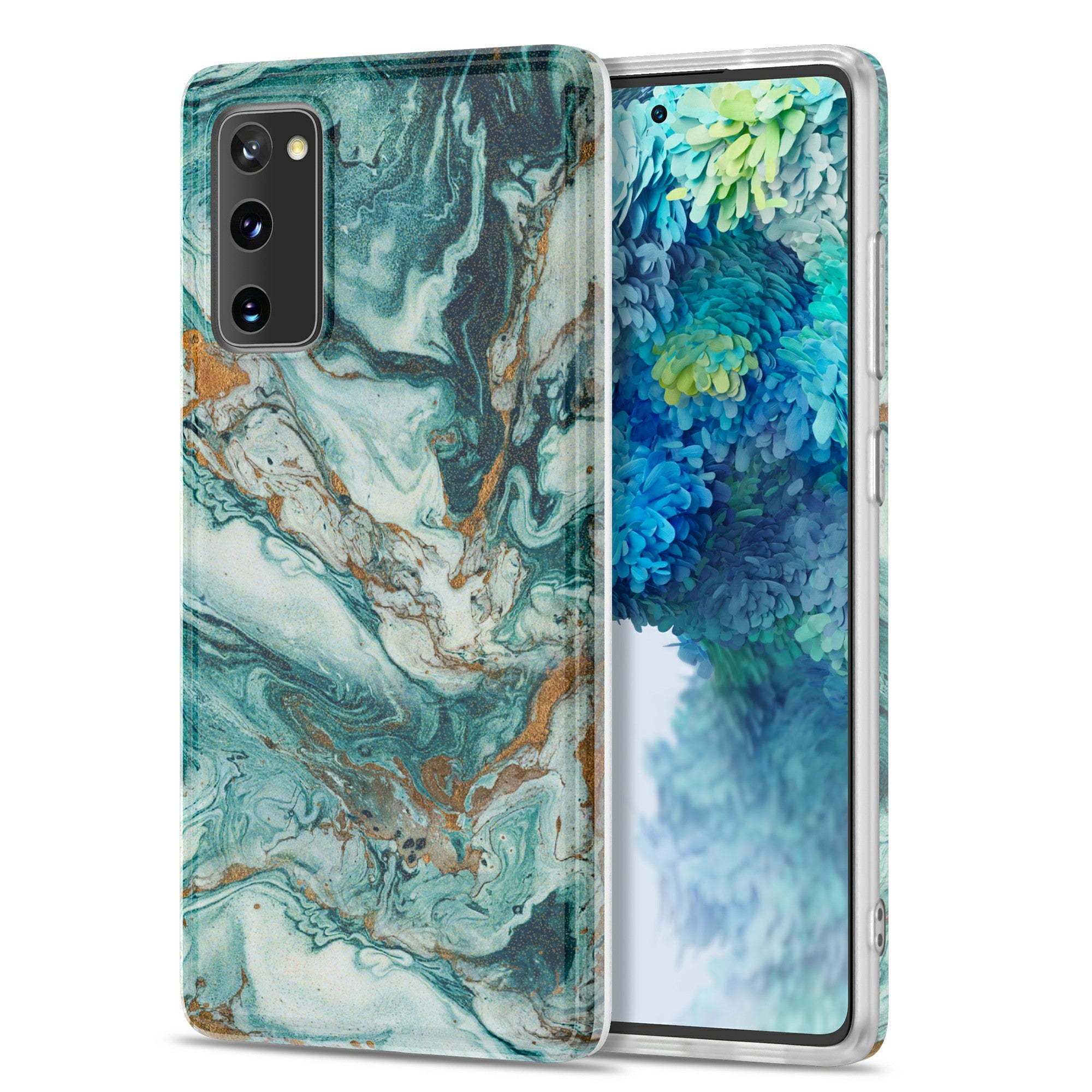 For Samsung Galaxy S20 FE 4G/5G/S20 Lite/S20 FE 2022 Gilding Marble Pattern Printing TPU Phone Cover Shell - Green