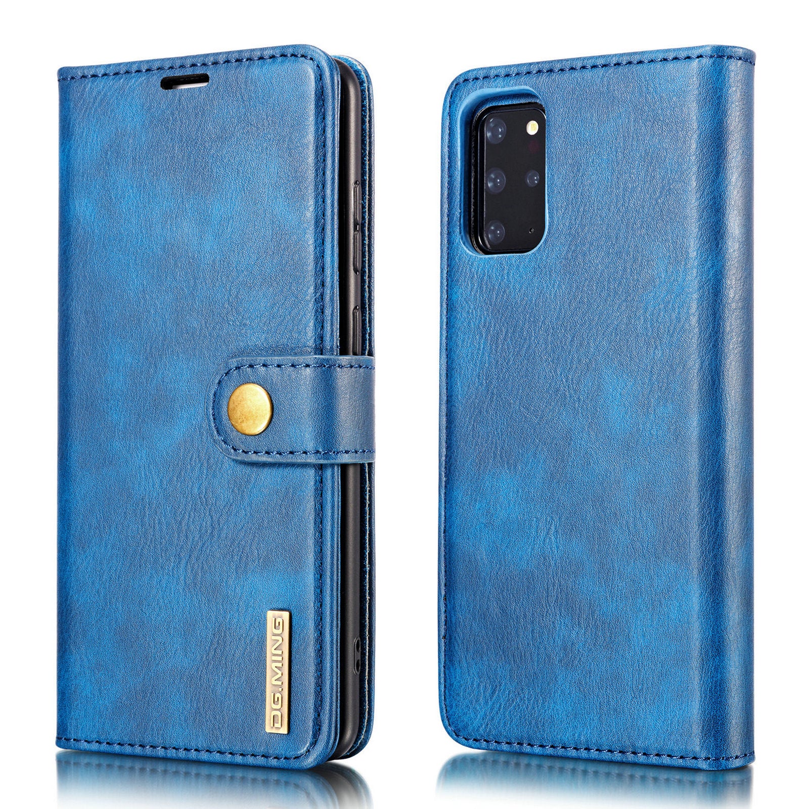 DG.MING For Samsung Galaxy S20 Plus / S20 Plus 5G Wallet Phone Case Detachable 2 in 1 Leather Shell Shockproof Flip Protective Cover - Blue