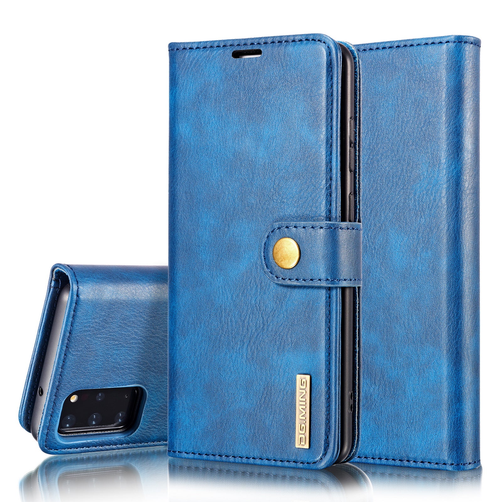 DG.MING For Samsung Galaxy S20 4G / S20 5G Detachable 2-in-1 Anti-scratch Split Leather Wallet Shell + PC Back Case - Blue