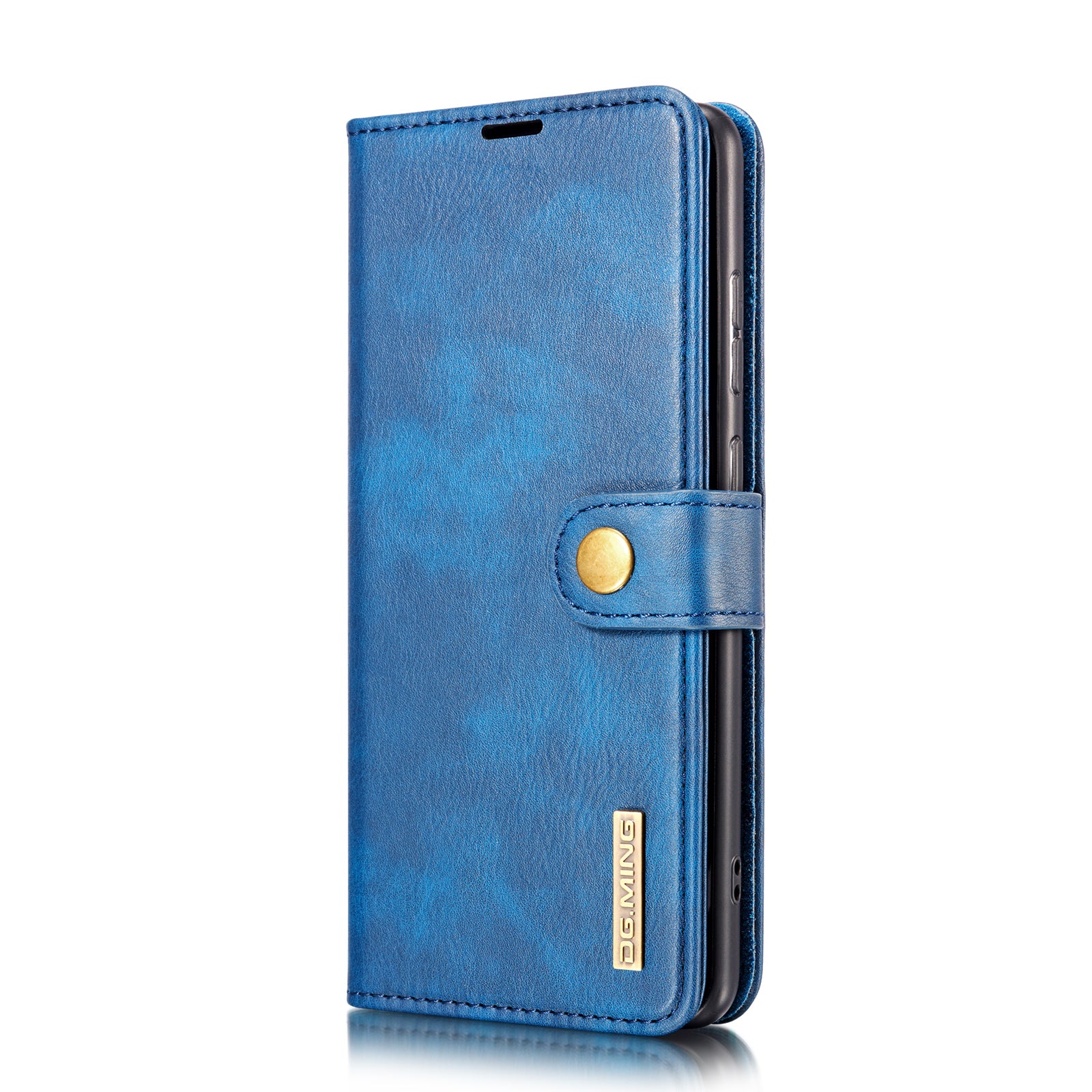 DG.MING Detachable 2-in-1 Split Leather Wallet Shell + PC Back Case for Samsung Galaxy S20 Ultra - Blue