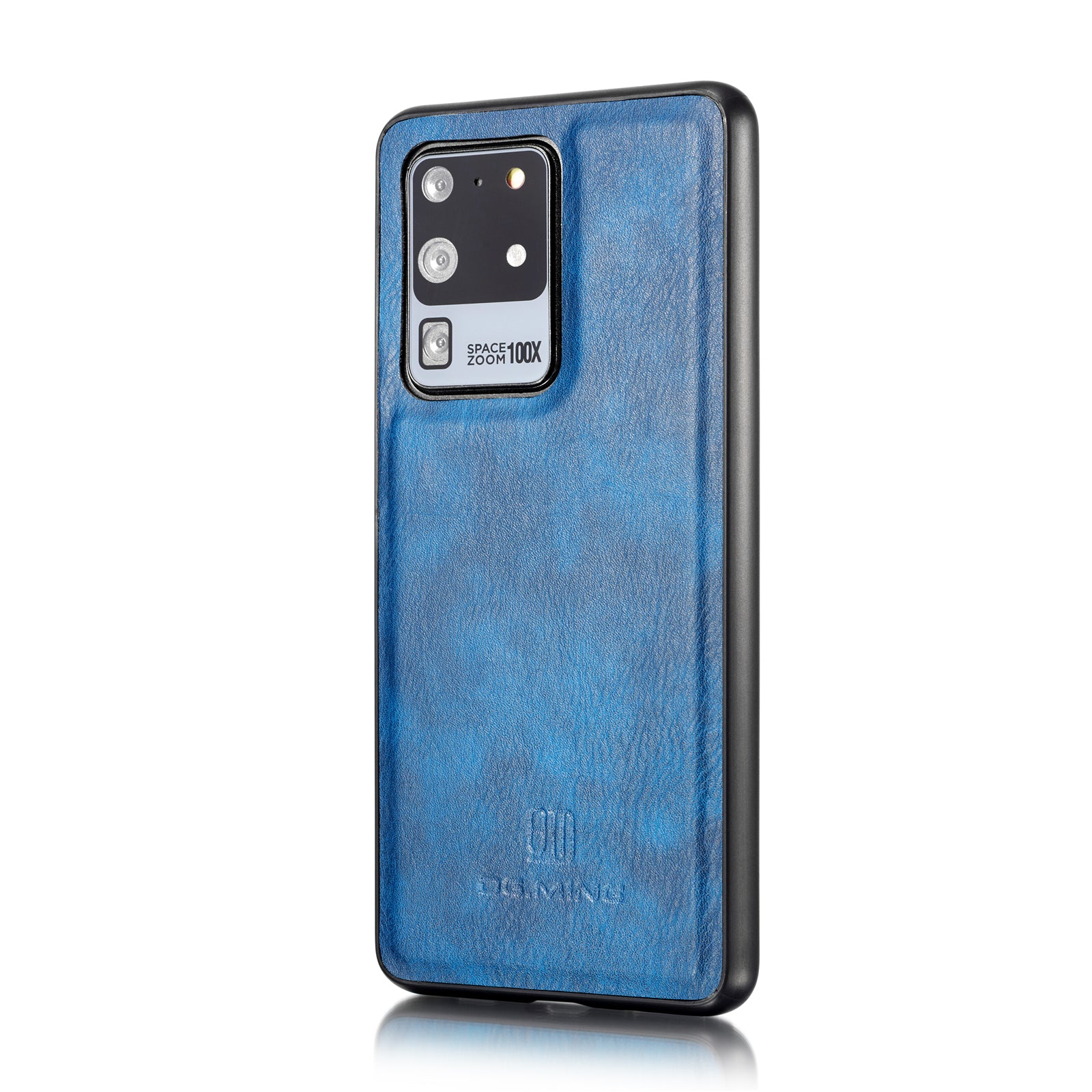 DG.MING Detachable 2-in-1 Split Leather Wallet Shell + PC Back Case for Samsung Galaxy S20 Ultra - Blue