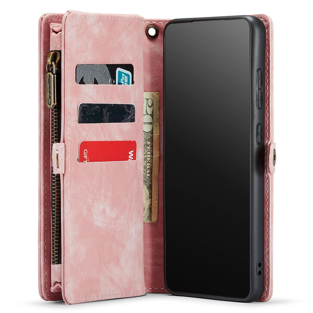 CASEME 008 Series for Samsung Galaxy S20 5G / 4G Multifunctional Detachable Magnetic Absorption Cell Phone Case Anti-scratch Wallet Stand PU Leather Cover - Pink