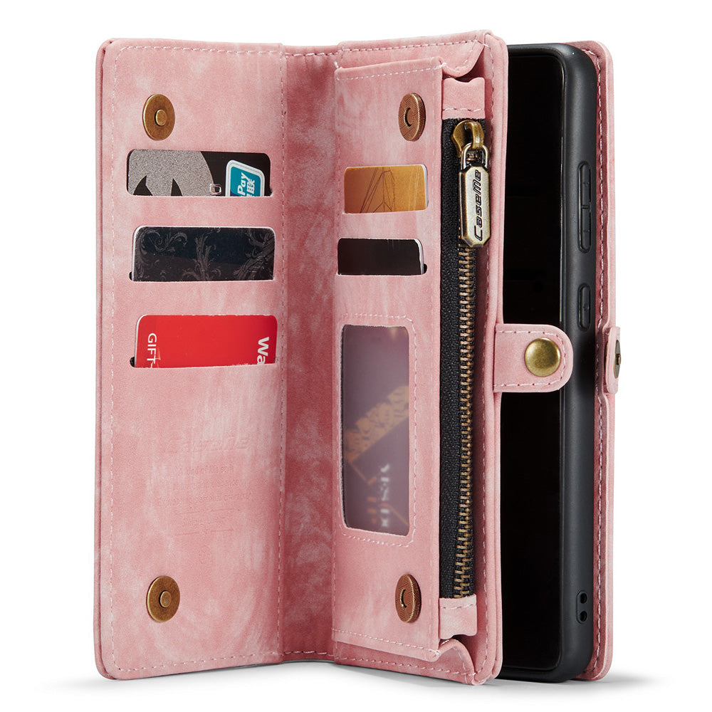 CASEME 008 Series PU Leather Cover for Samsung Galaxy S20 Ultra Wallet Phone Case Shockproof Folio Flip Cover - Pink