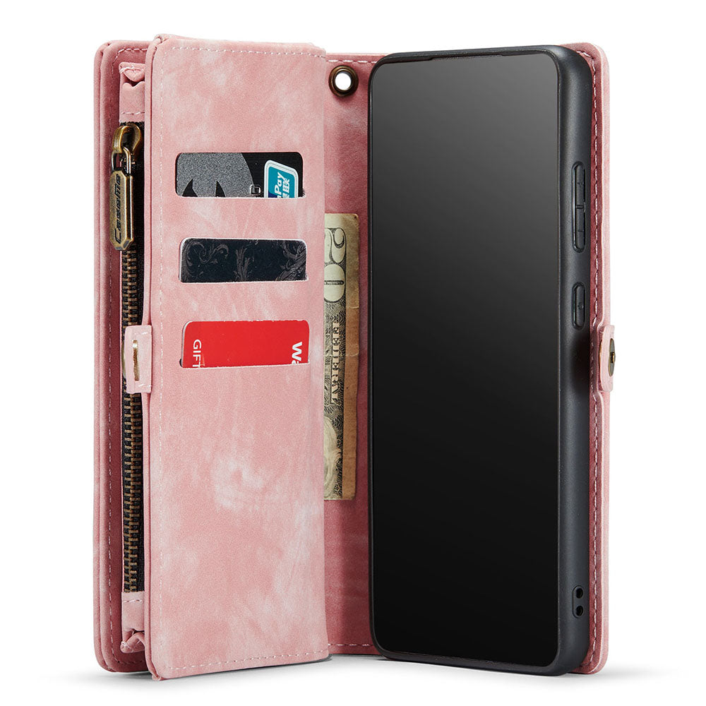 CASEME 008 Series PU Leather Cover for Samsung Galaxy S20 Ultra Wallet Phone Case Shockproof Folio Flip Cover - Pink