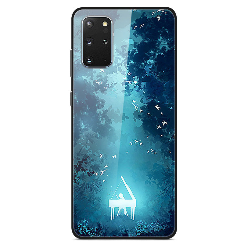 Pattern Printing Glass + TPU + PC Combo Shell Case for Samsung Galaxy S20 Plus/S20 Plus 5G/S20 Plus 5G - Forest Piano