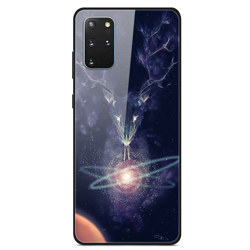 Pattern Printing Glass + TPU + PC Combo Shell Case for Samsung Galaxy S20 Plus/S20 Plus 5G/S20 Plus 5G - Lightning Deer