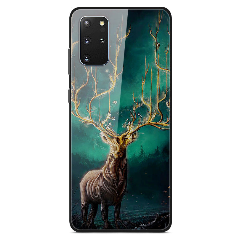 Pattern Printing Glass + TPU + PC Combo Shell Case for Samsung Galaxy S20 Plus/S20 Plus 5G/S20 Plus 5G - Elk