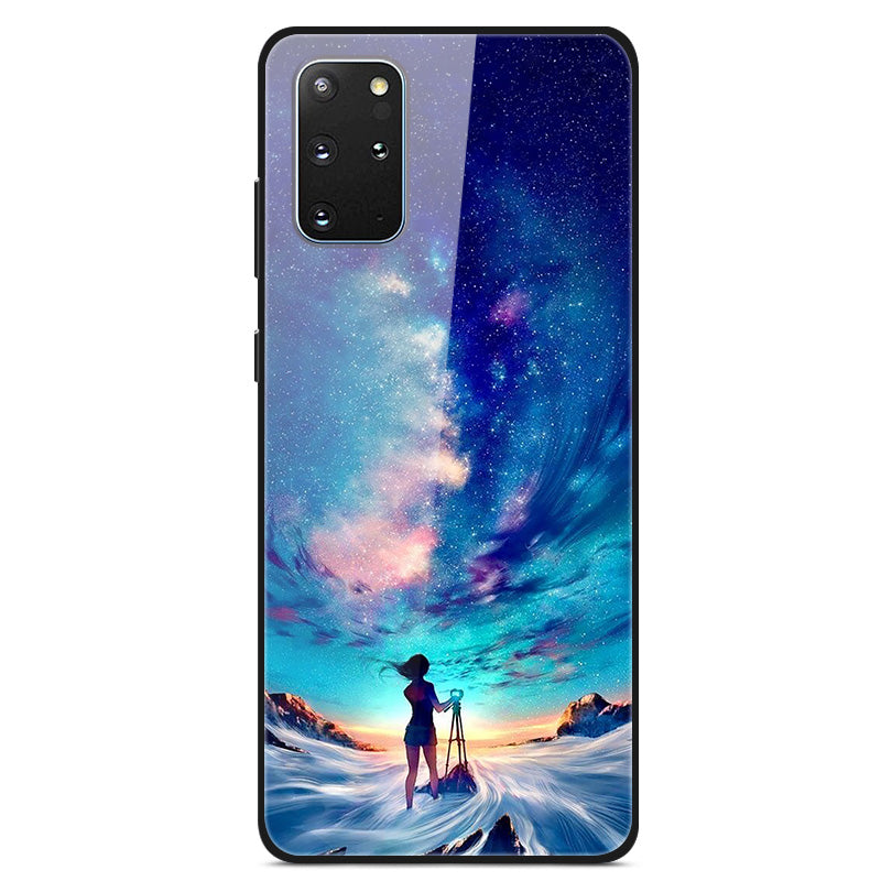 Pattern Printing Glass + TPU + PC Combo Shell Case for Samsung Galaxy S20 Plus/S20 Plus 5G/S20 Plus 5G - Astronomical Girl