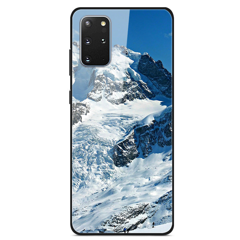 Pattern Printing Glass + TPU + PC Combo Shell Case for Samsung Galaxy S20 Plus/S20 Plus 5G/S20 Plus 5G - Snow Mountain