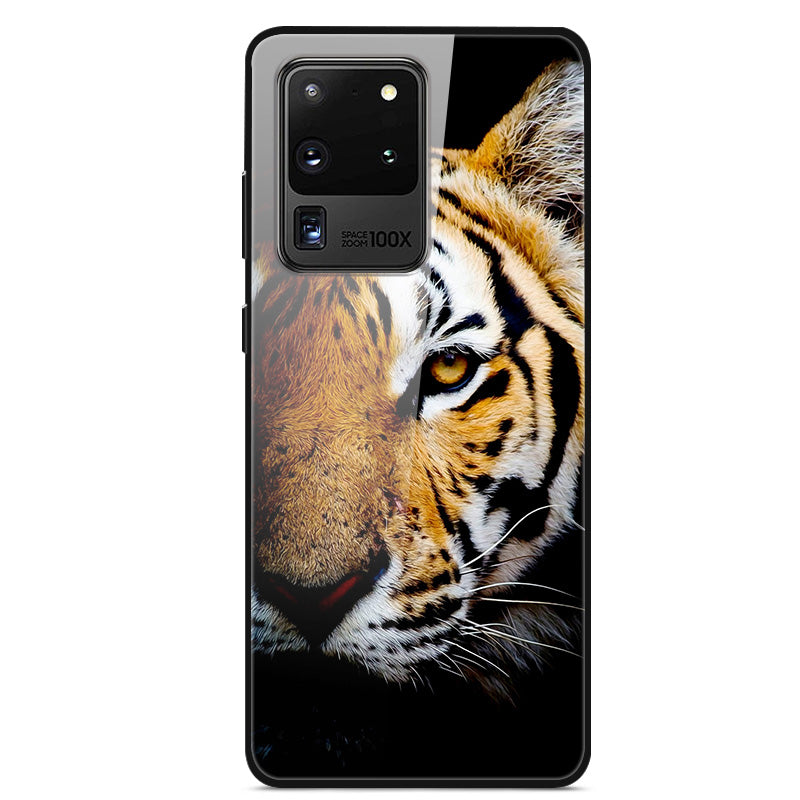 Pattern Printing Glass + TPU + PC Combo Casing Cover for Samsung Galaxy S20 Ultra - Tiger