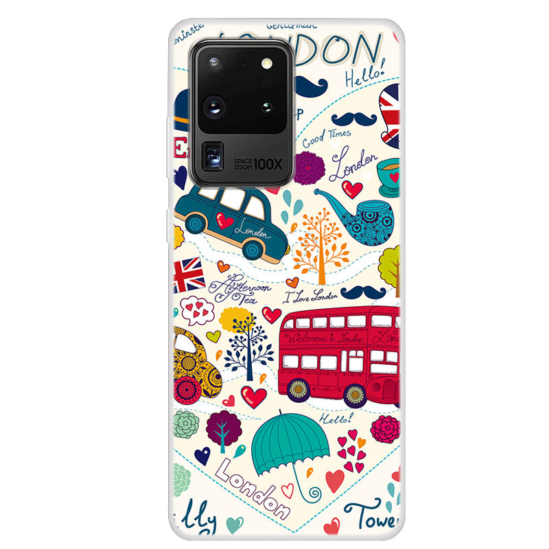 Pattern Printing Soft TPU Shell Phone Cover for Samsung Galaxy S20 Ultra - Bus