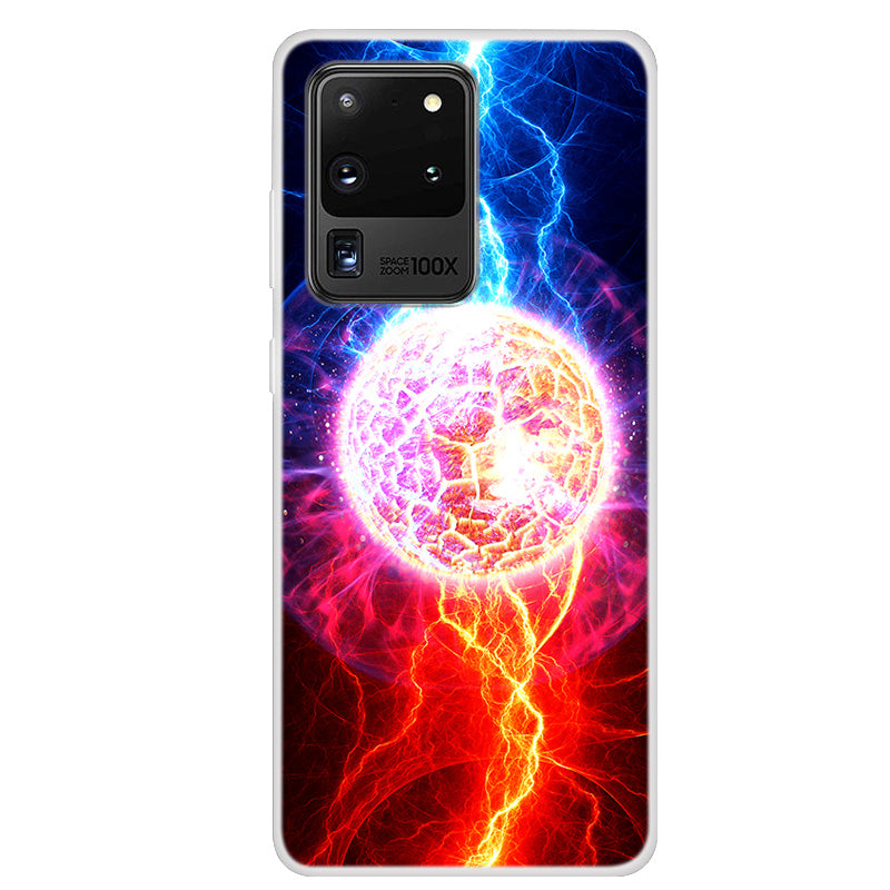 Space Series Pattern TPU Phone Case for Samsung Galaxy S20 Ultra 5G/ S20 Ultra - Lightning Ball