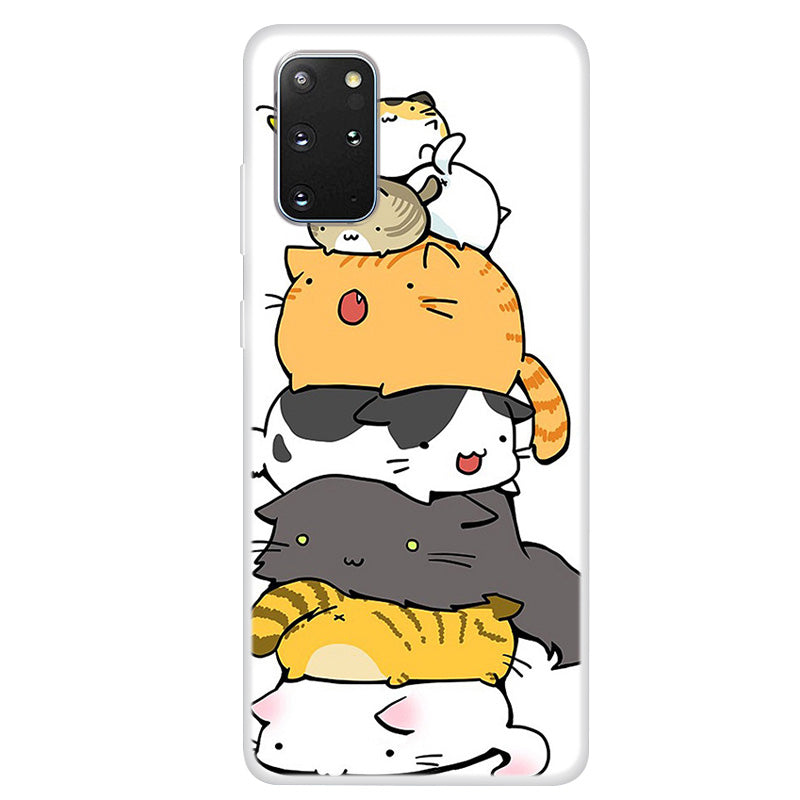 Pattern Printing TPU Phone Case for Samsung Galaxy S20 Plus - Cats Pattern