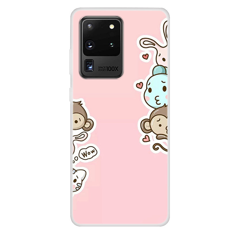 Pattern Printing TPU Phone Soft Case for Samsung Galaxy S20 Ultra - Cartoon Animals