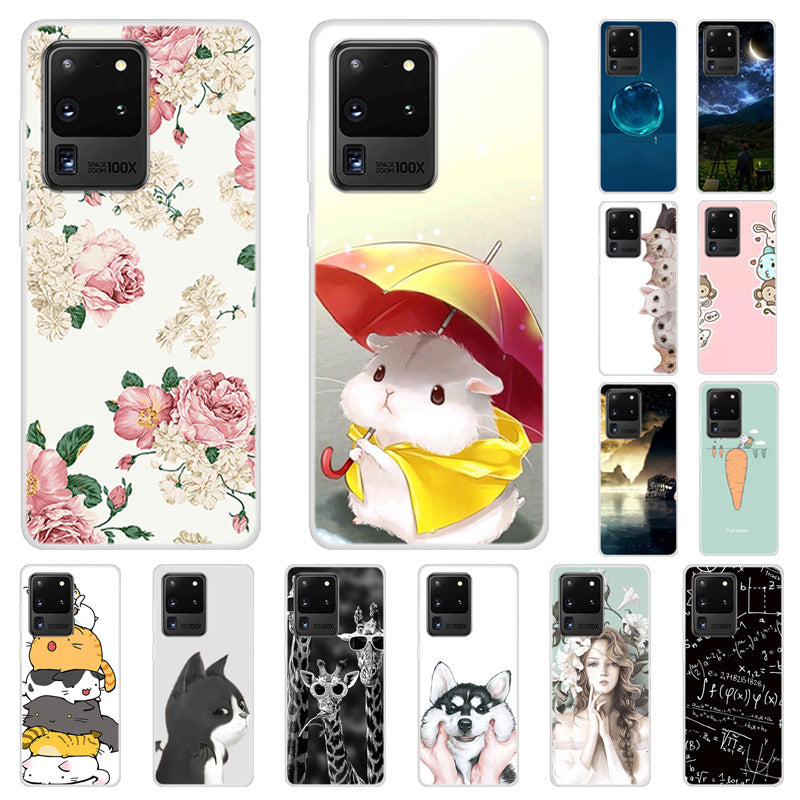 Pattern Printing TPU Phone Soft Case for Samsung Galaxy S20 Ultra - Cartoon Animals