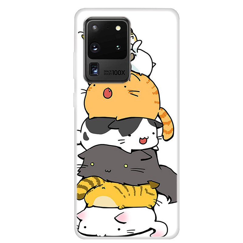 Pattern Printing TPU Phone Soft Case for Samsung Galaxy S20 Ultra - Cats Pattern