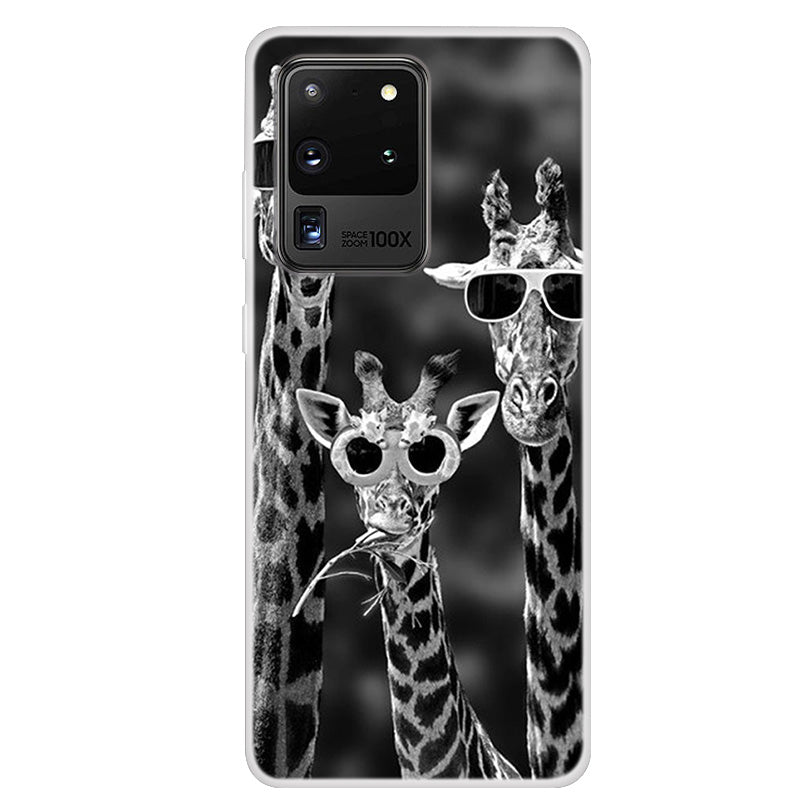 Pattern Printing TPU Phone Soft Case for Samsung Galaxy S20 Ultra - Giraffe