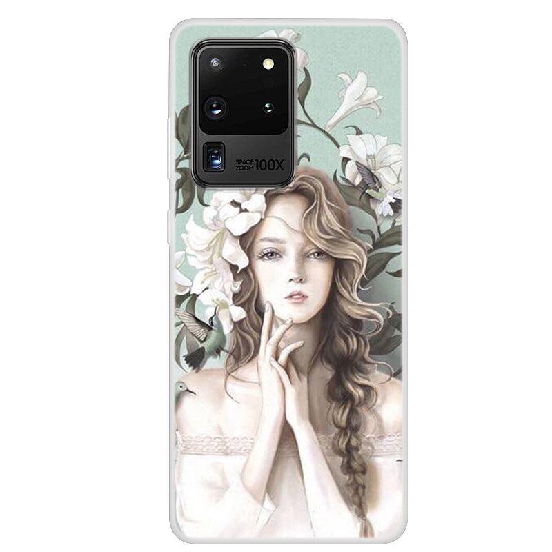 Pattern Printing TPU Phone Soft Case for Samsung Galaxy S20 Ultra - Pretty Girl